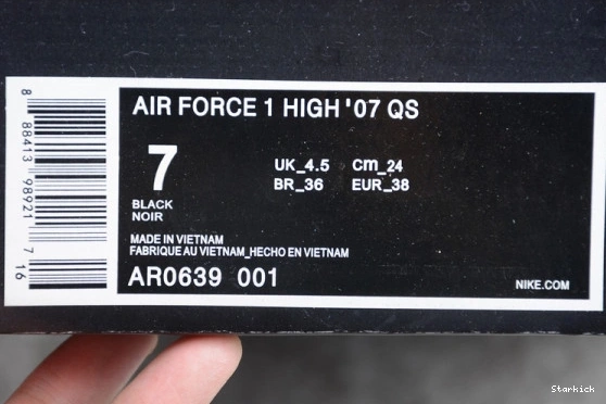 AR0639-001 1 STARS FORCE LOW BLACK AIR NIKE 0908